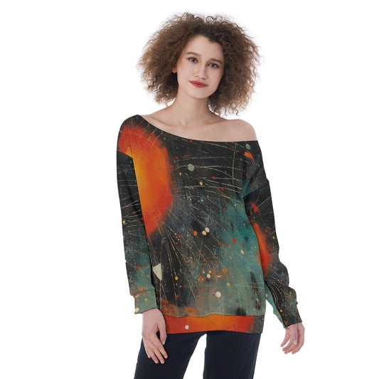All-Over Print Oversized Women's Off-Shoulder Sweatshirt