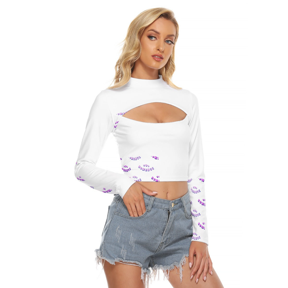 All-Over Print Women's Hollow Chest Keyhole Tight Crop Top