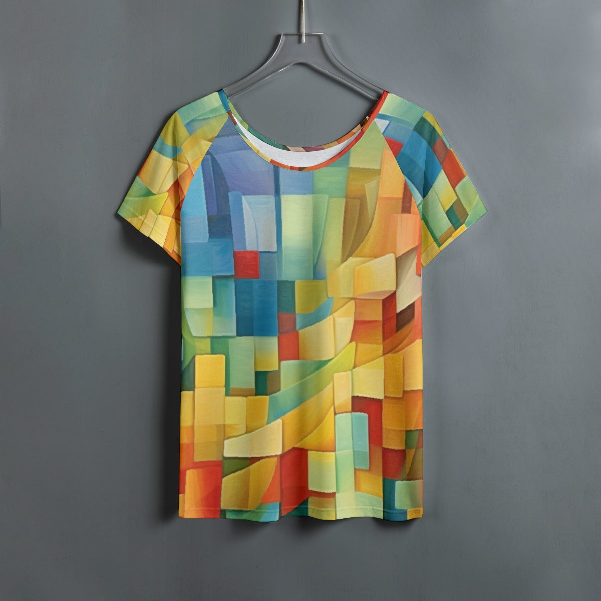 All-Over Print Women's Round Neck T-shirt With Raglan Sleeve
