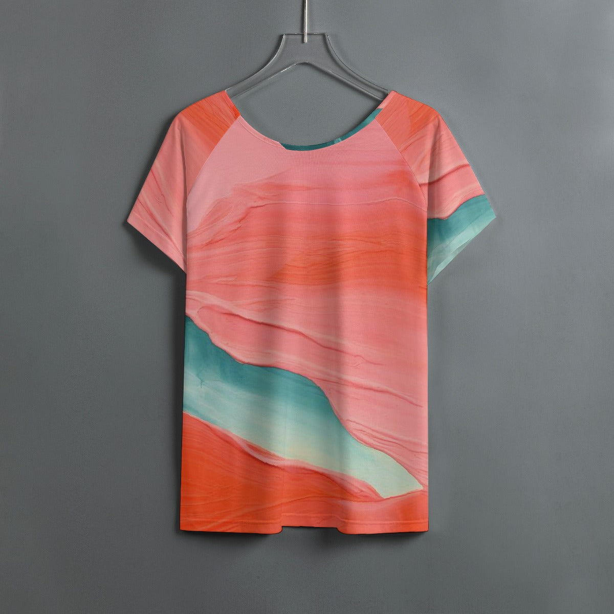All-Over Print Women's Round Neck T-shirt With Raglan Sleeve