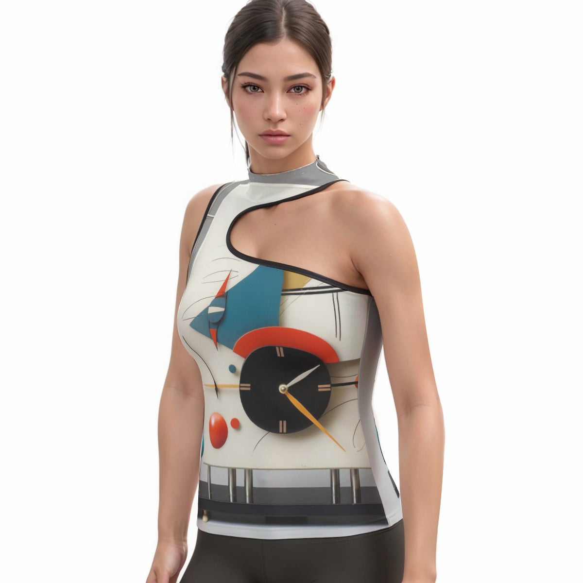 All-Over Print Women's Halter Sleeveless Asymmetrical Tank Top