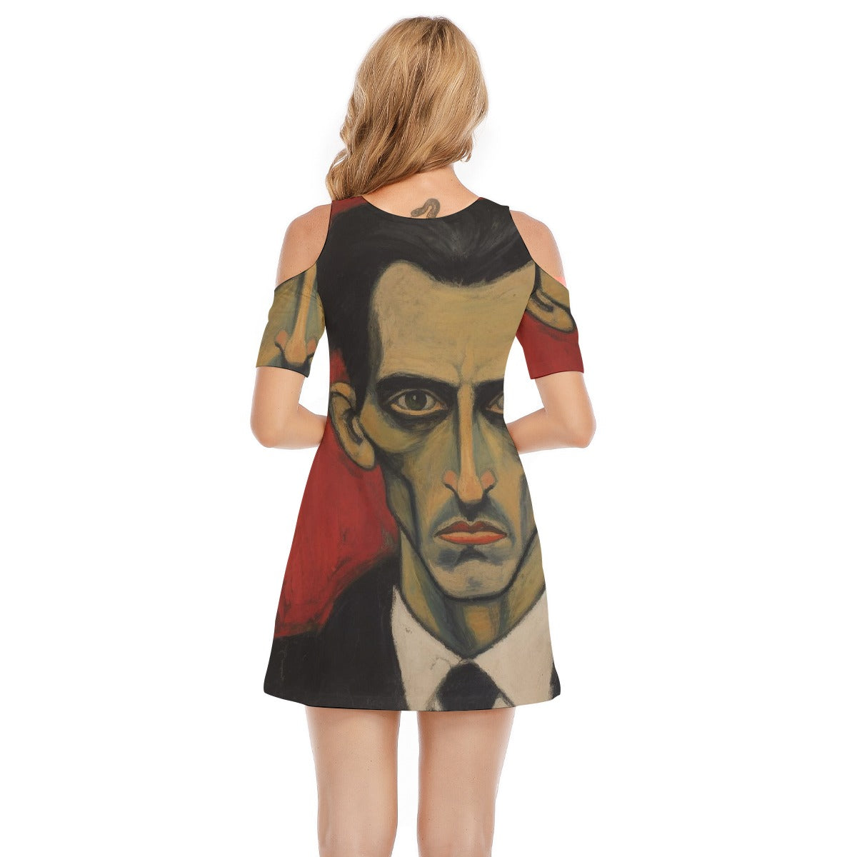 All-Over Print Women's Cold Shoulder Dress | 190GSM Cotton