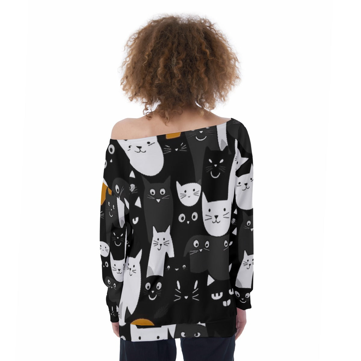 All-Over Print Oversized Women's Off-Shoulder Sweatshirt