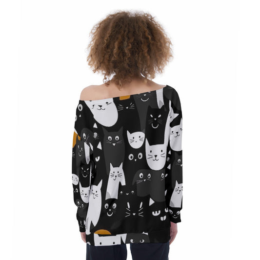 All-Over Print Oversized Women's Off-Shoulder Sweatshirt