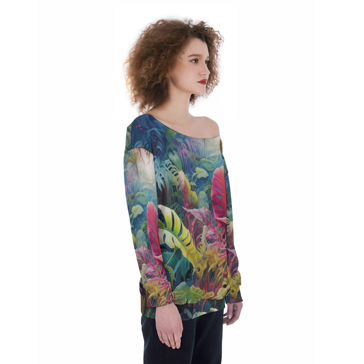 All-Over Print Oversized Women's Off-Shoulder Sweatshirt