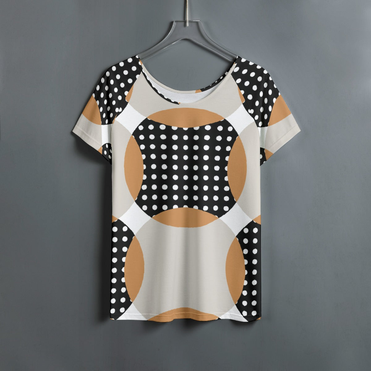 All-Over Print Women's Round Neck T-shirt With Raglan Sleeve