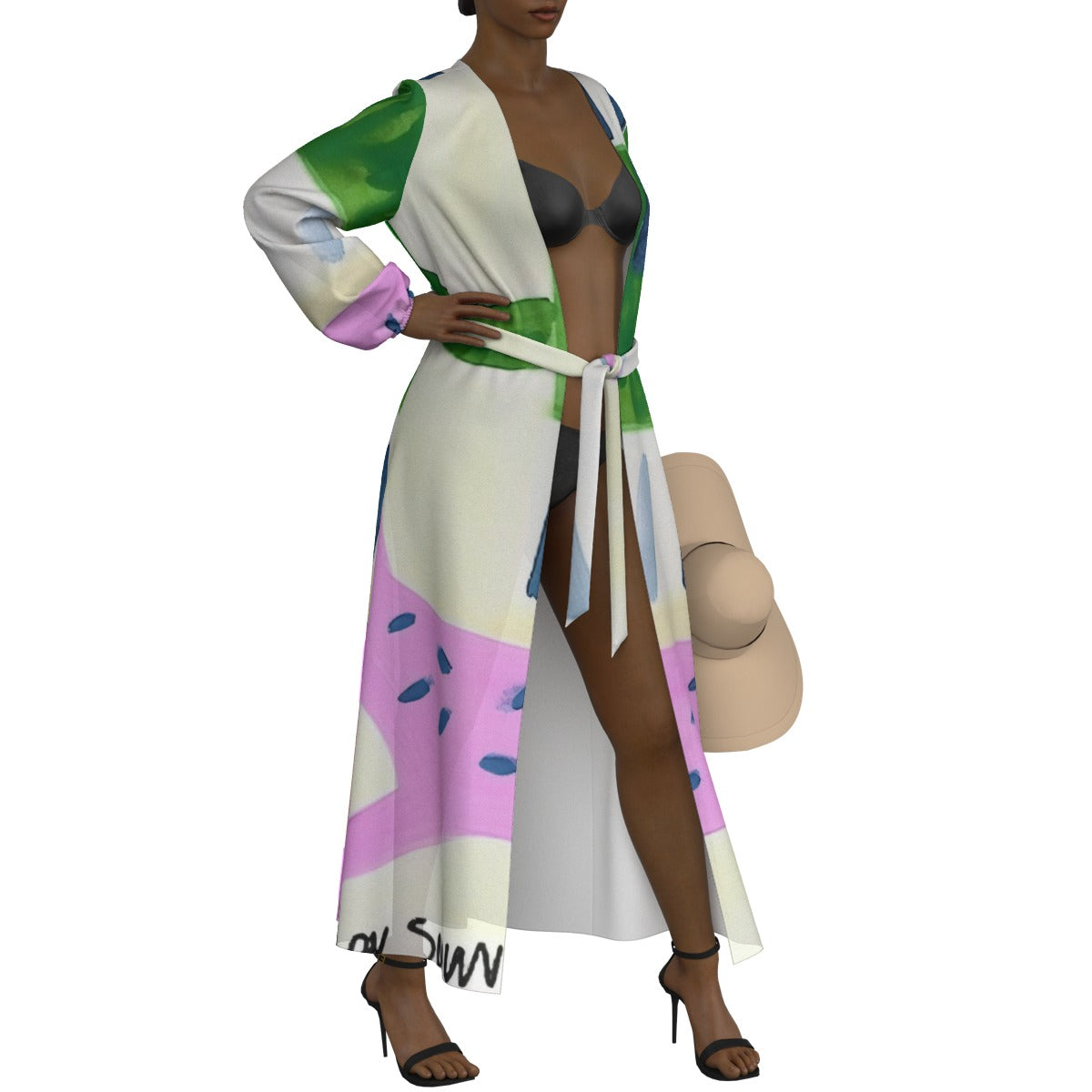 All-Over Print Women's Lace-up Chiffon Robe