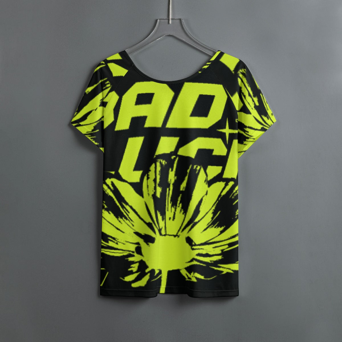 All-Over Print Women's Round Neck T-shirt With Raglan Sleeve