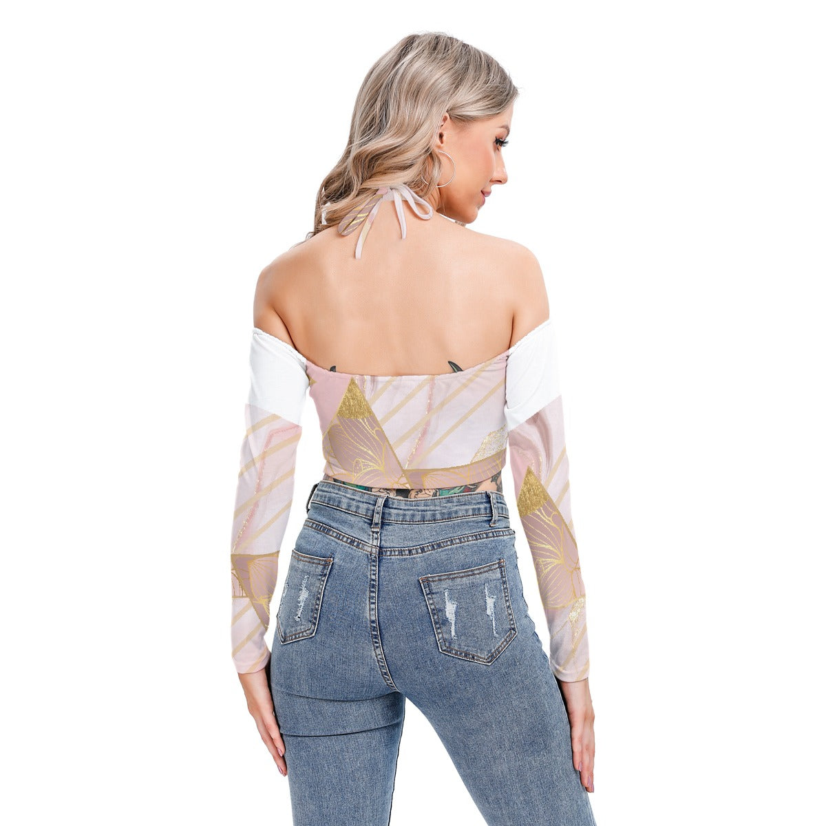 All-Over Print Women's Halter Lace-up Top