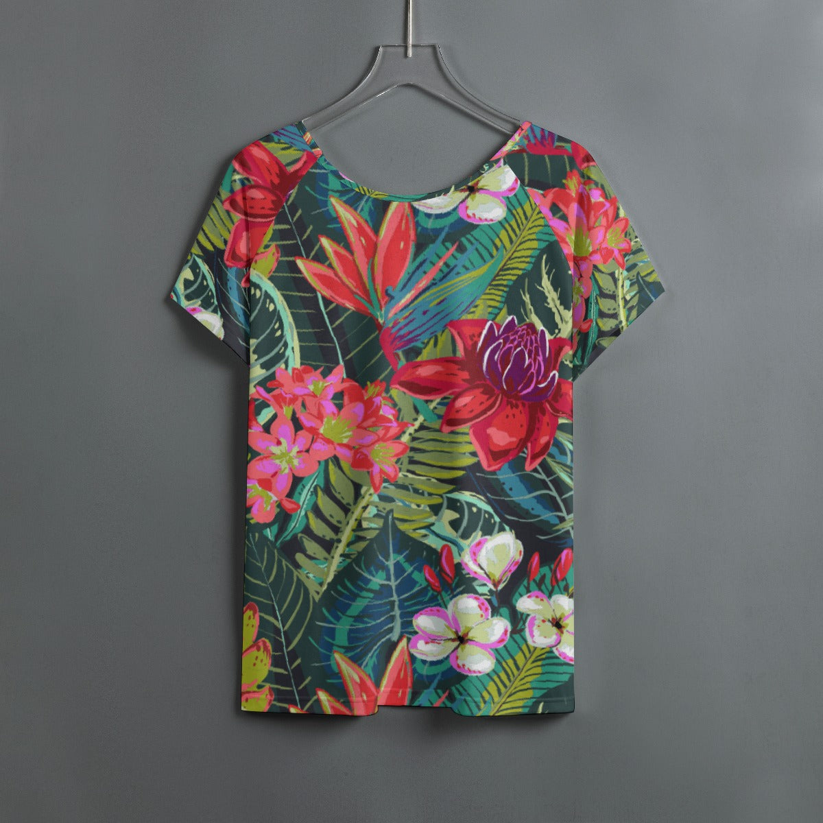 All-Over Print Women's Round Neck T-shirt With Raglan Sleeve