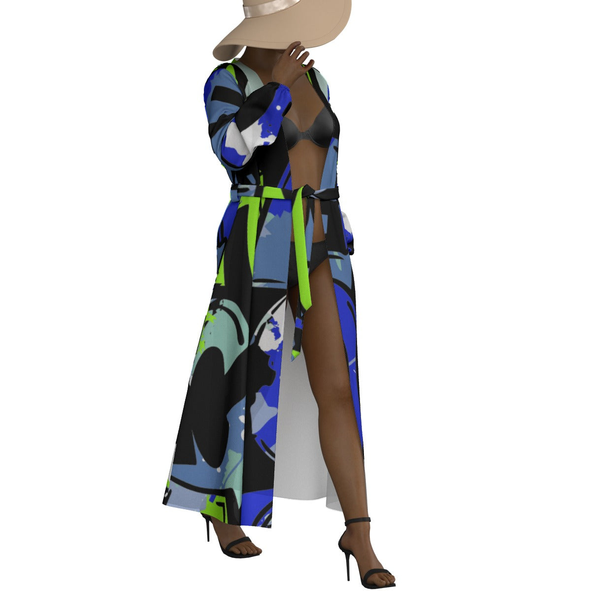 All-Over Print Women's Lace-up Chiffon Robe