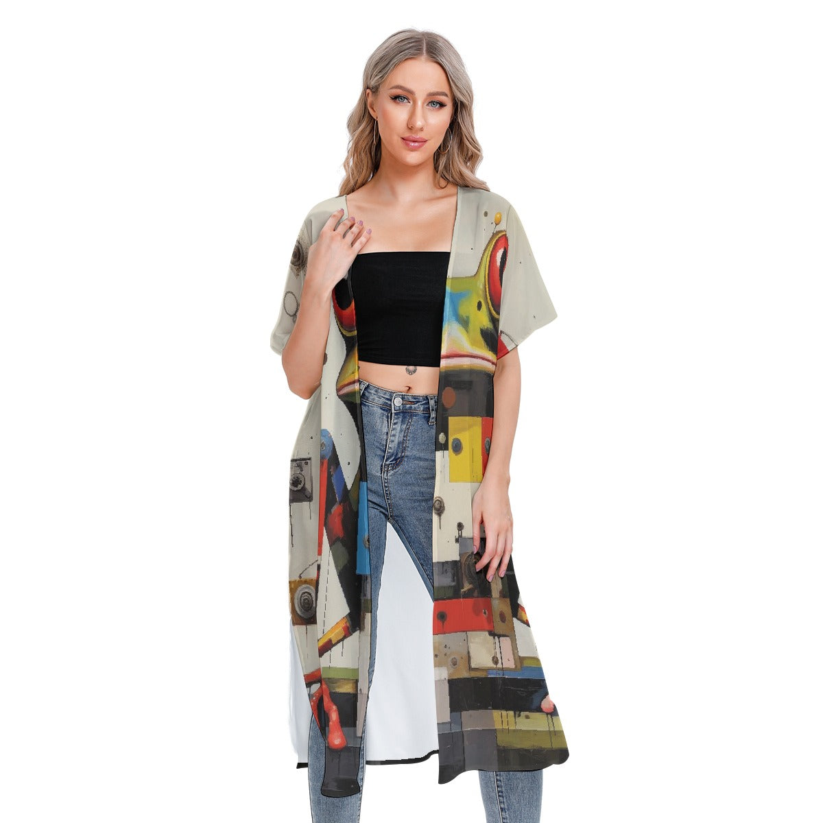 All-Over Print Women's Short Sleeve Cardigan