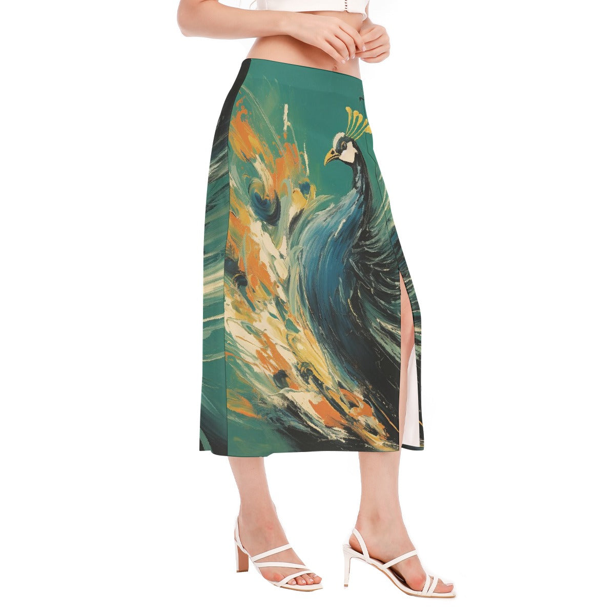 All-Over Print Women's High Slit Long Skirt