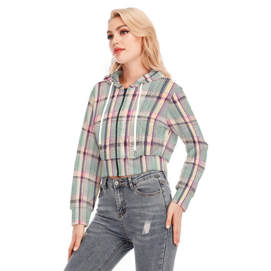 All-Over Print Women's Crop Top Hoodie With Zipper Closure