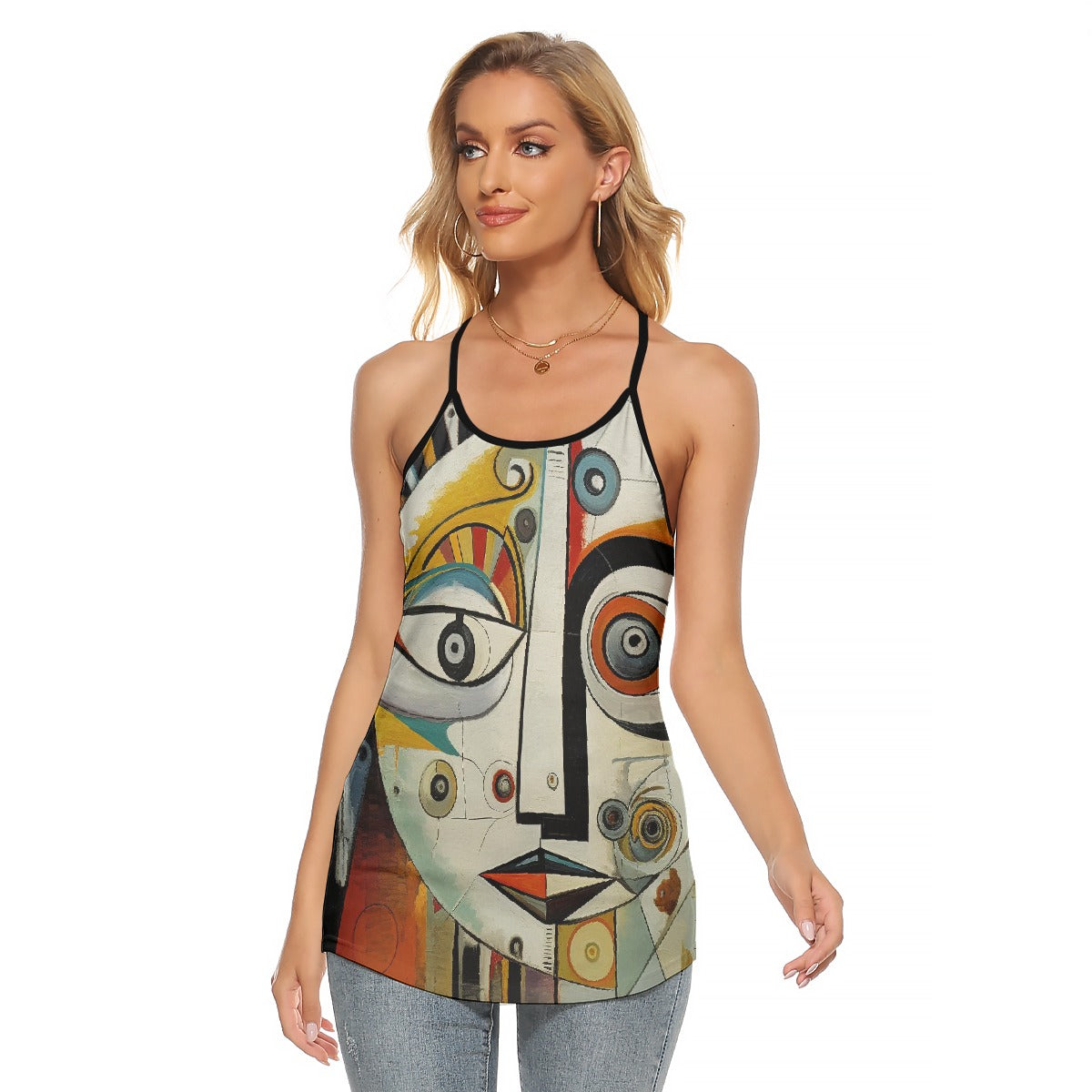 All-Over Print Women's Criss-Cross Open Back Tank Top