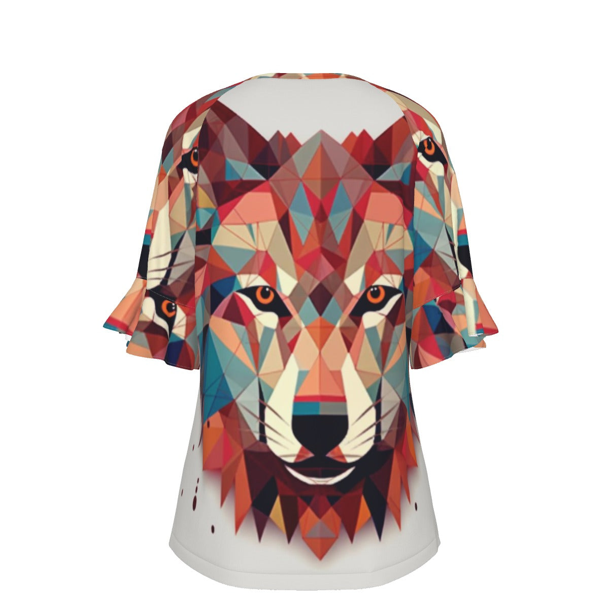 All-Over Print V-neck Women's T-shirt With Bell Sleeve