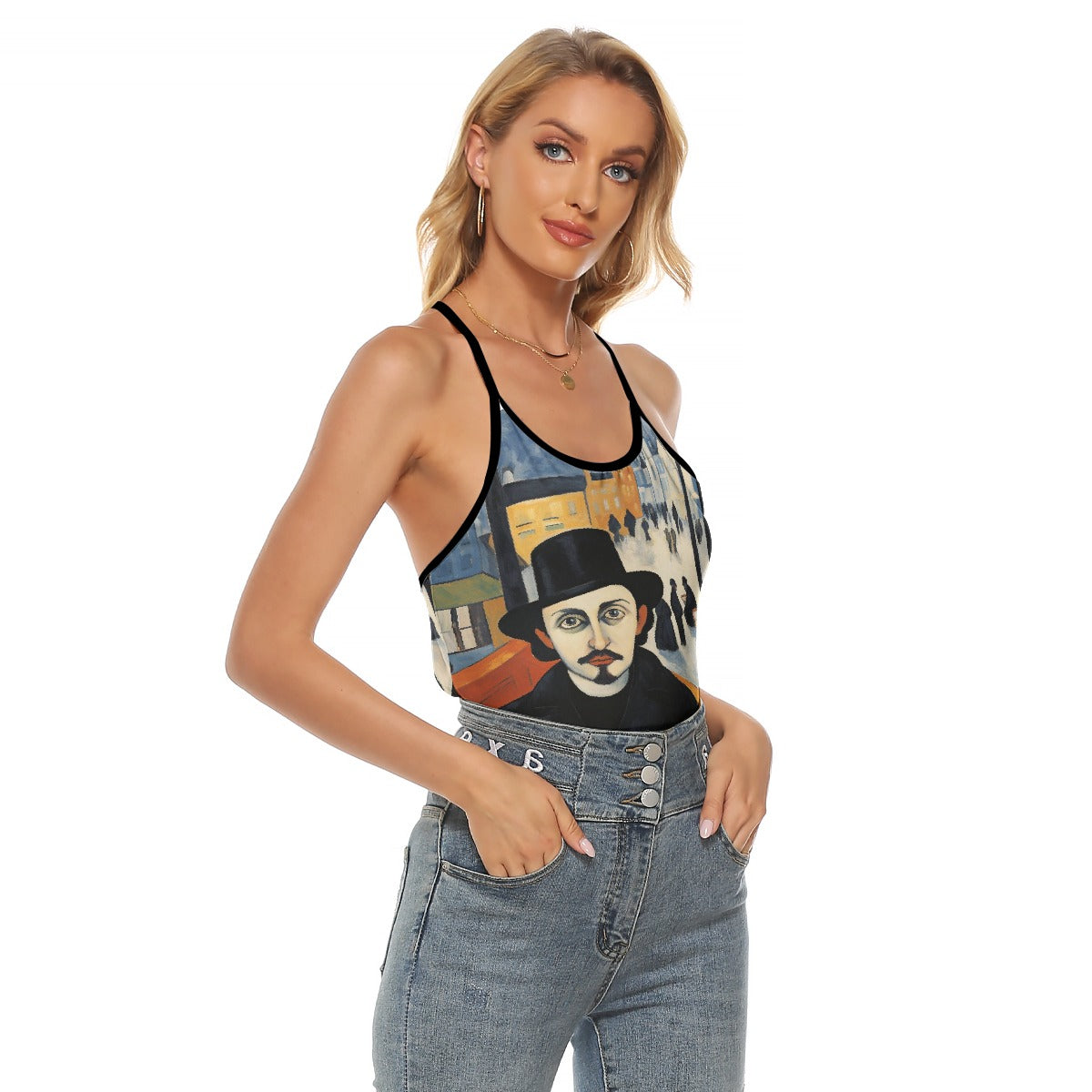 All-Over Print Women's Criss-Cross Open Back Tank Top