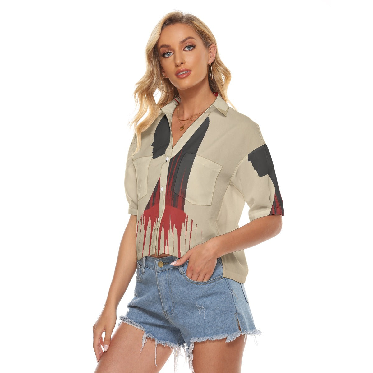 All-Over Print Women's V-neck Shirts