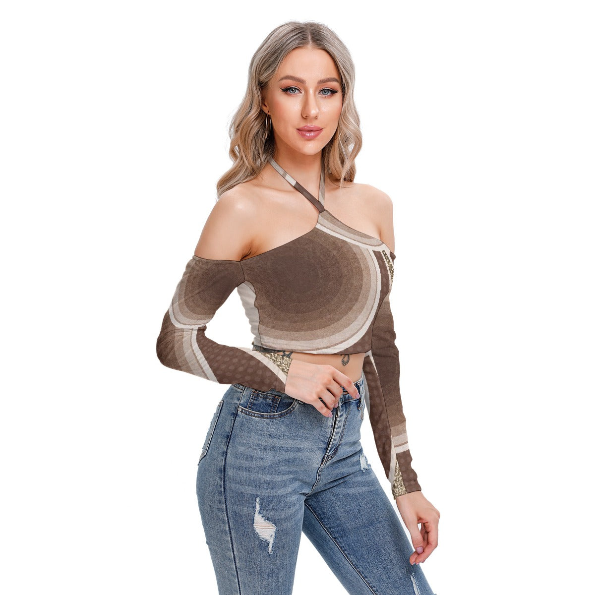 All-Over Print Women's Halter Lace-up Top