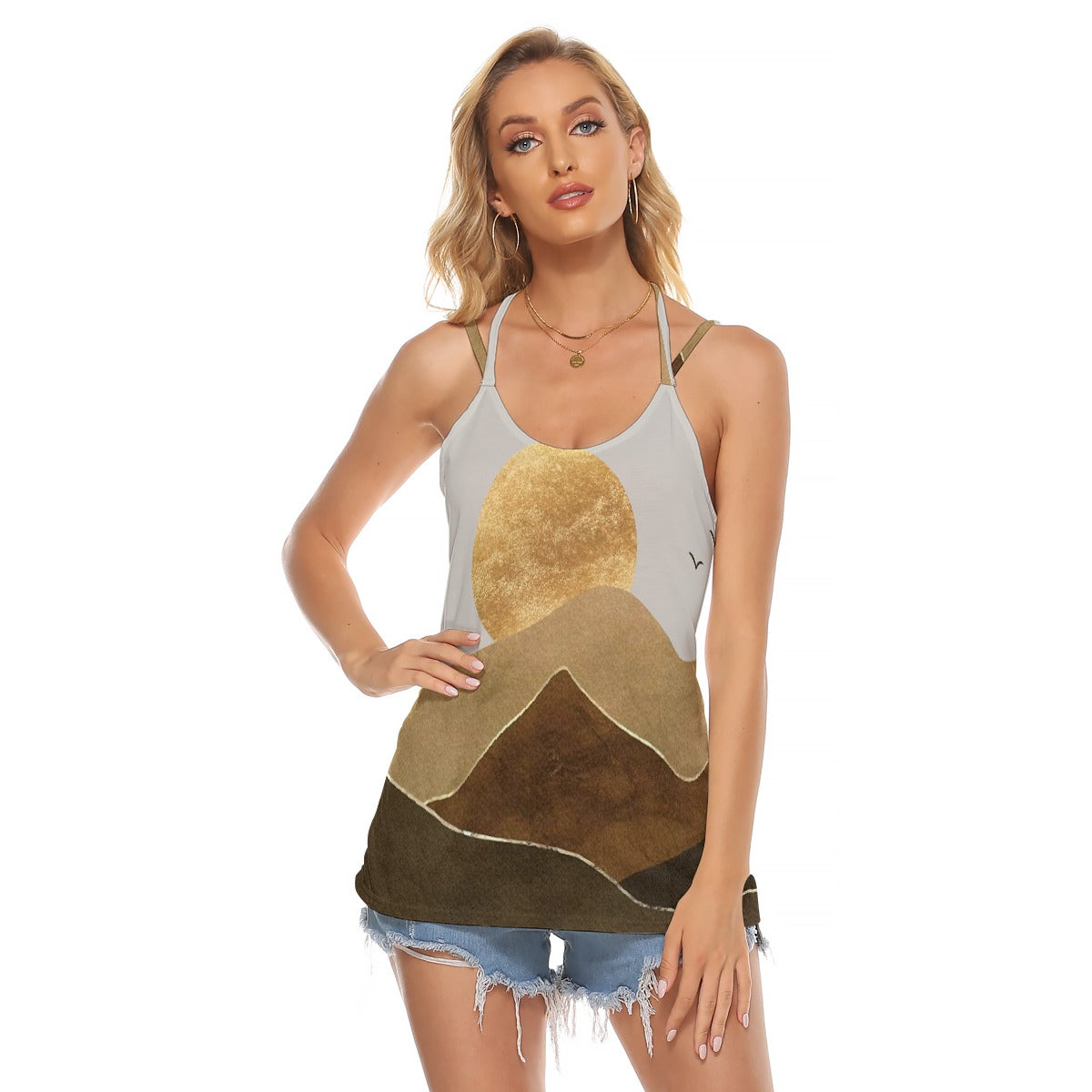 All-Over Print Women's Halter Top With Backless