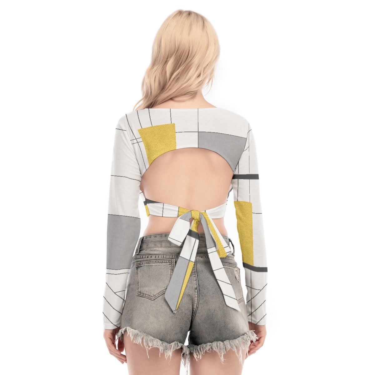 All-Over Print Women's Back Hollow T-shirt With Strap