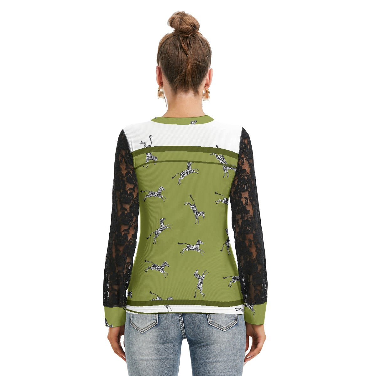 All-Over Print Women's T-shirt And Sleeve With Black Lace