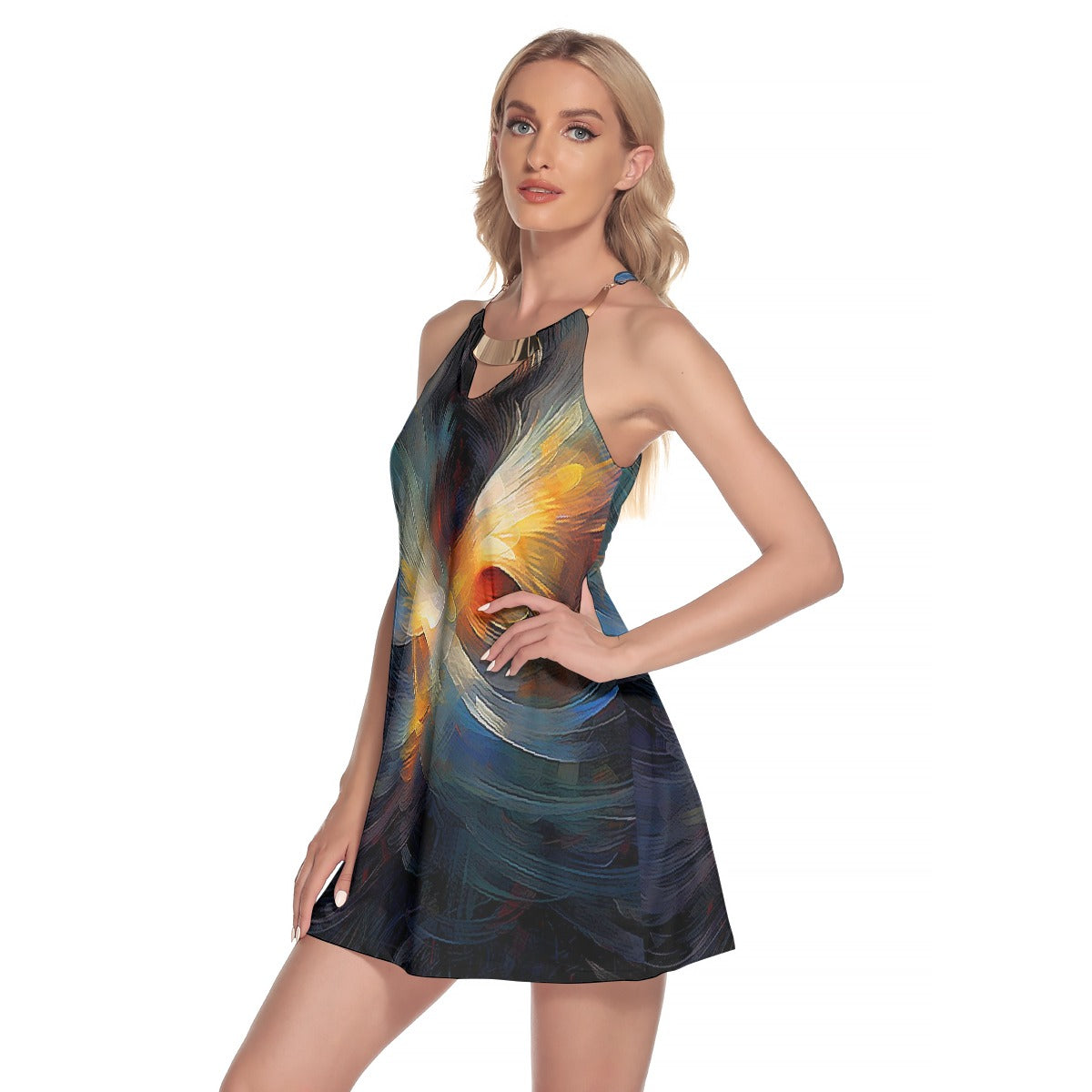 All-Over Print Women's Round Neck Above Knee Dress