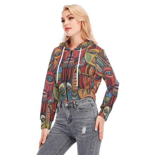 All-Over Print Women's Crop Top Hoodie With Zipper Closure