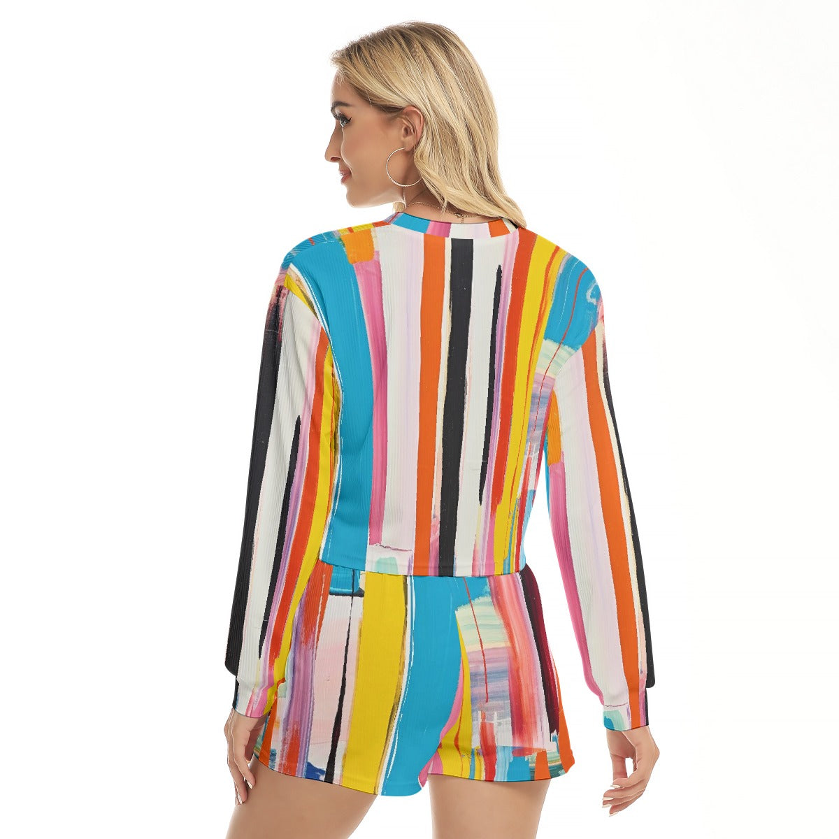All-Over Print Women's Short Sweatshirt And Pants Suit