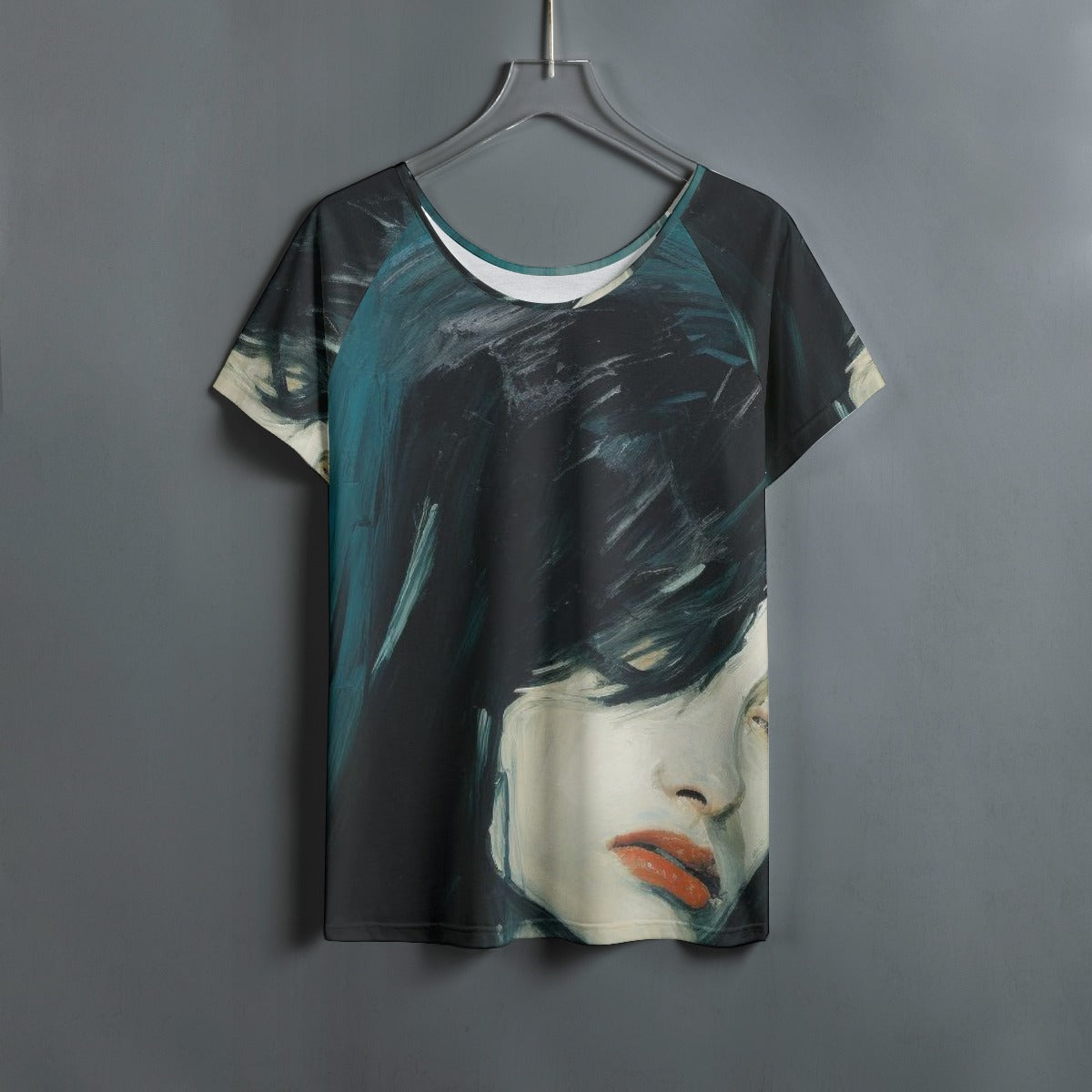 All-Over Print Women's Round Neck T-shirt With Raglan Sleeve