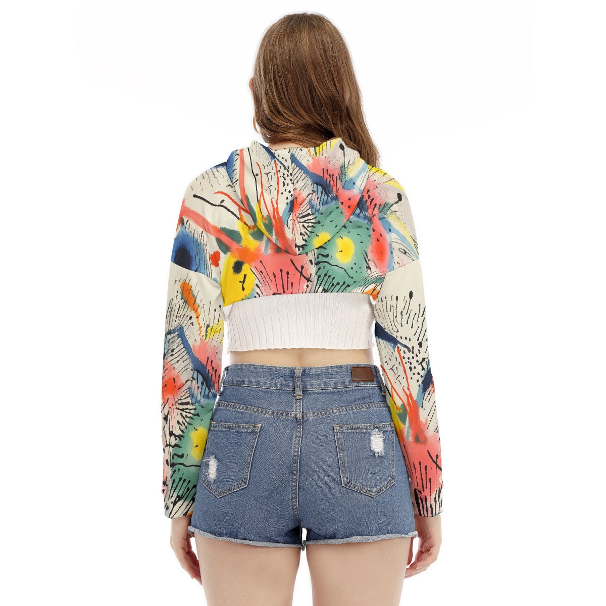 All-Over Print Women's Smock Short Hoodie With Long Sleeve