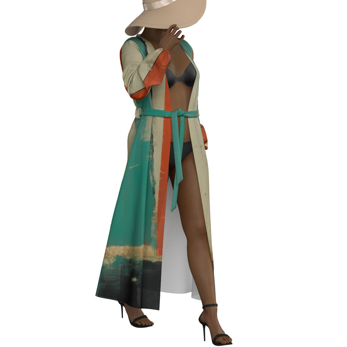 All-Over Print Women's Lace-up Chiffon Robe