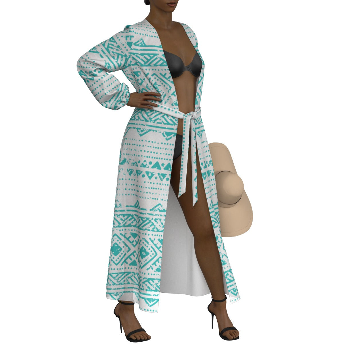 All-Over Print Women's Lace-up Chiffon Robe