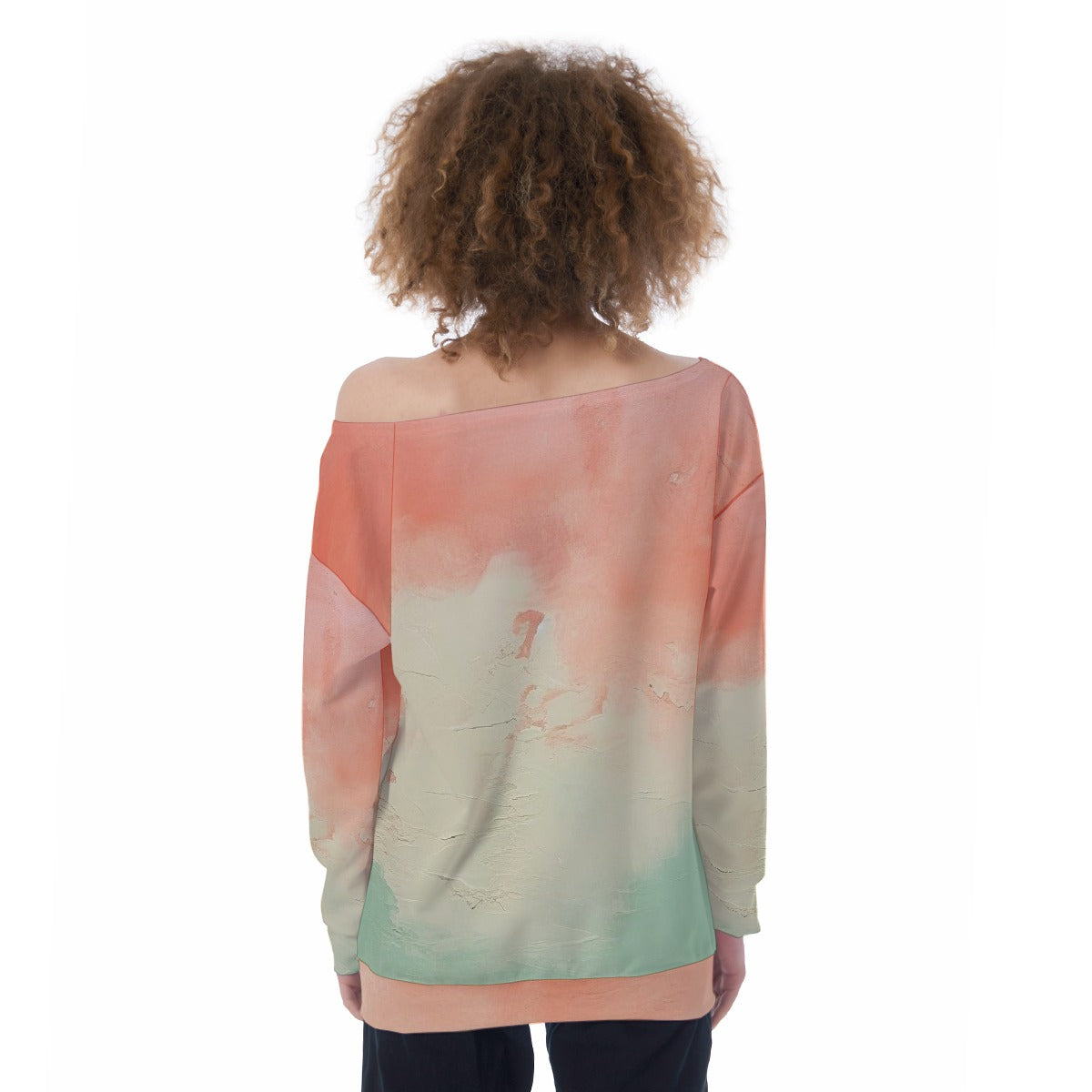 All-Over Print Oversized Women's Off-Shoulder Sweatshirt