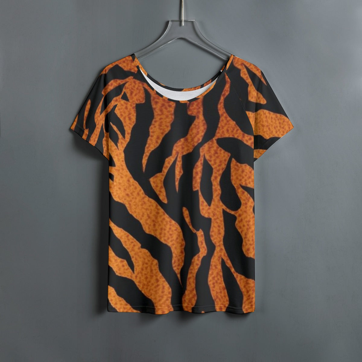 All-Over Print Women's Round Neck T-shirt With Raglan Sleeve