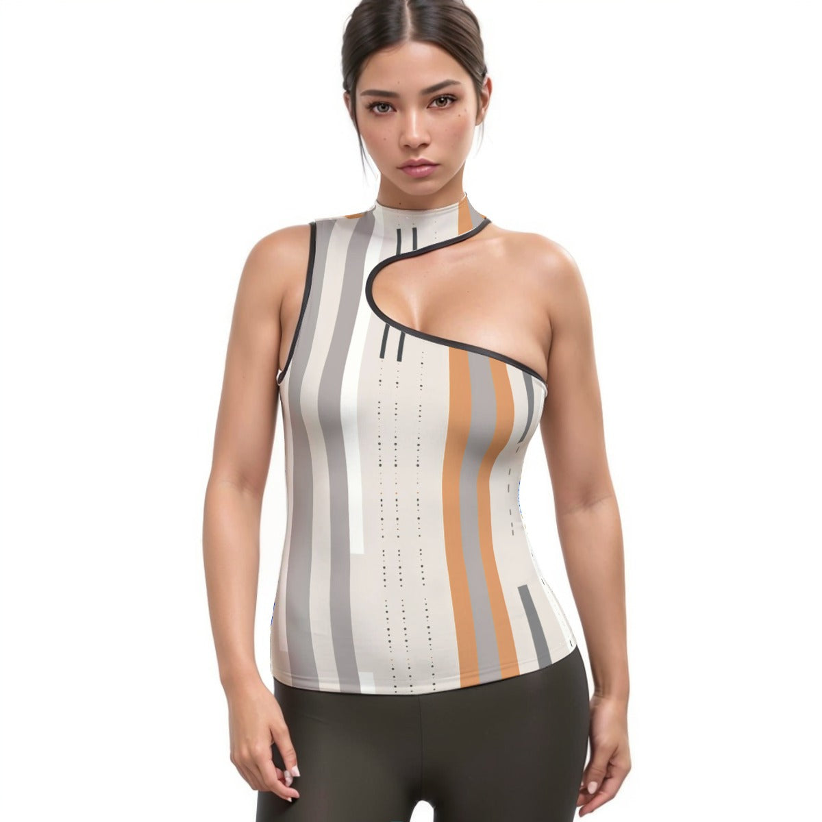 All-Over Print Women's Halter Sleeveless Asymmetrical Tank Top