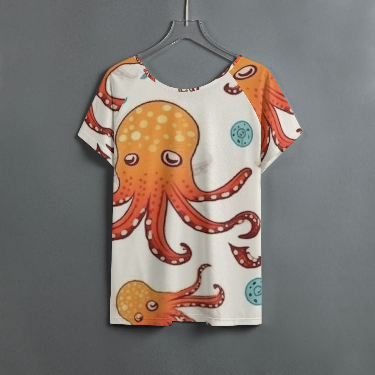 All-Over Print Women's Round Neck T-shirt With Raglan Sleeve