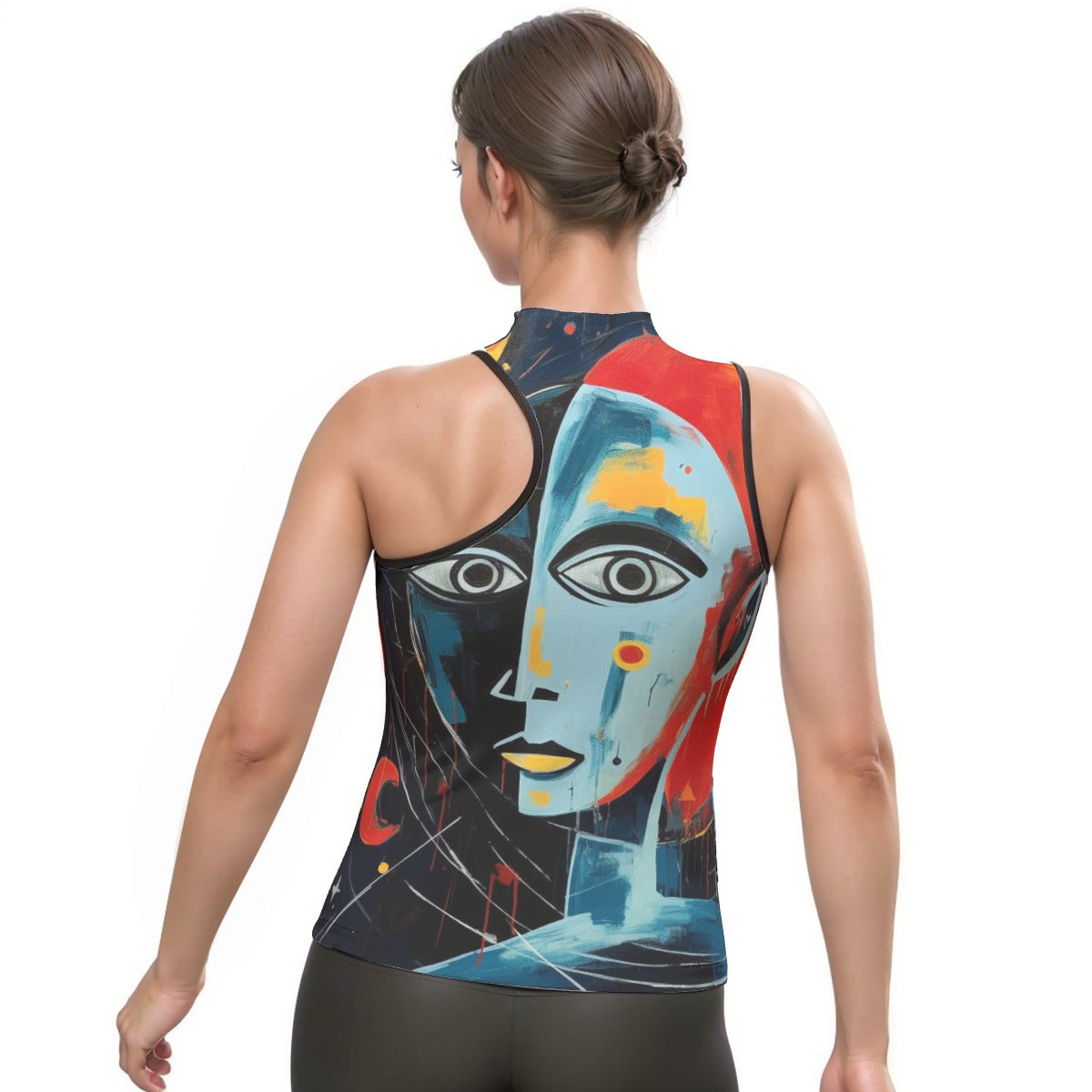 All-Over Print Women's Halter Sleeveless Asymmetrical Tank Top