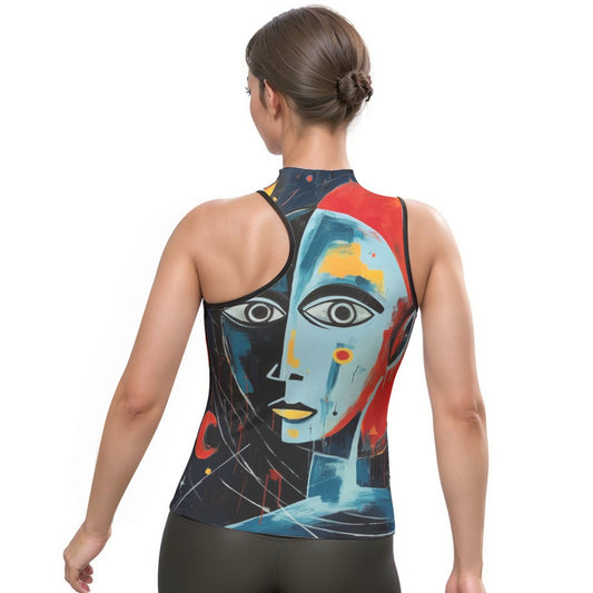 All-Over Print Women's Halter Sleeveless Asymmetrical Tank Top