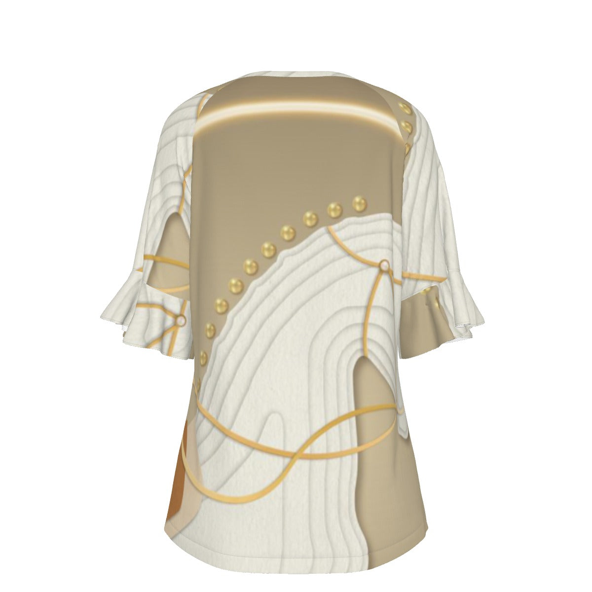 All-Over Print V-neck Women's T-shirt With Bell Sleeve