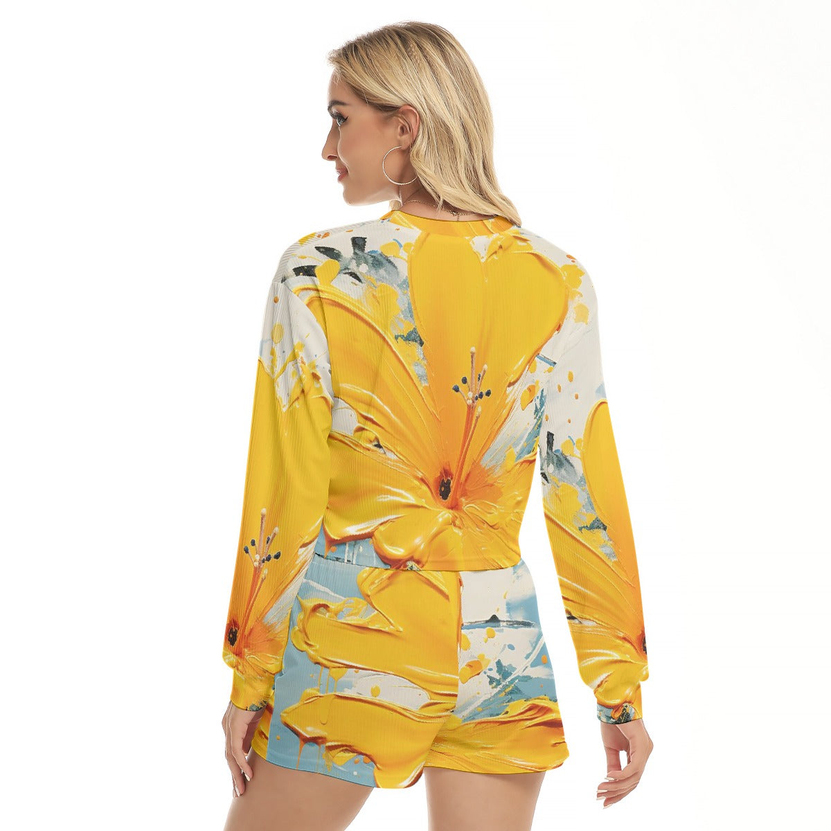 All-Over Print Women's Short Sweatshirt And Pants Suit