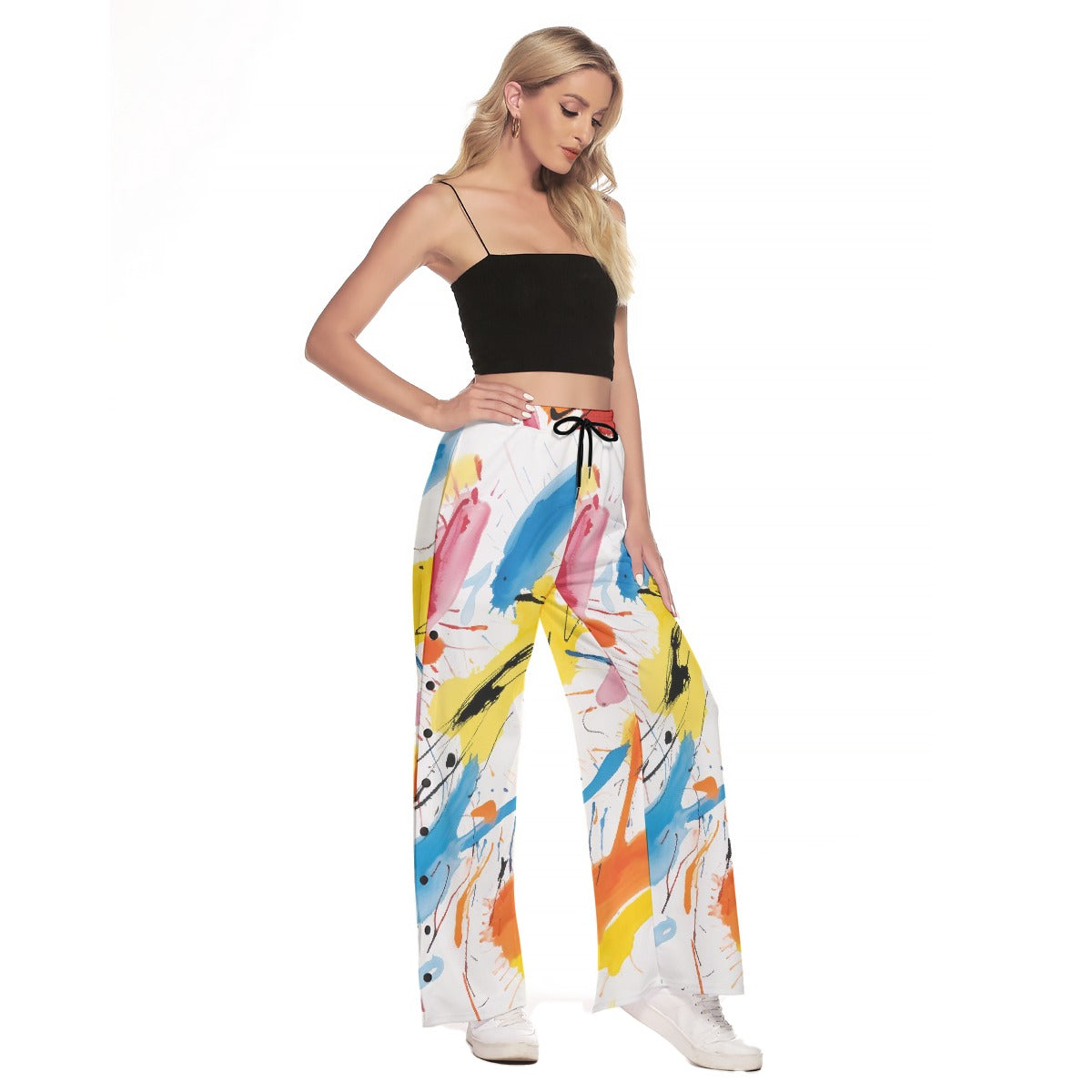 All-Over Print Women's Side Slit Snap Button Trousers