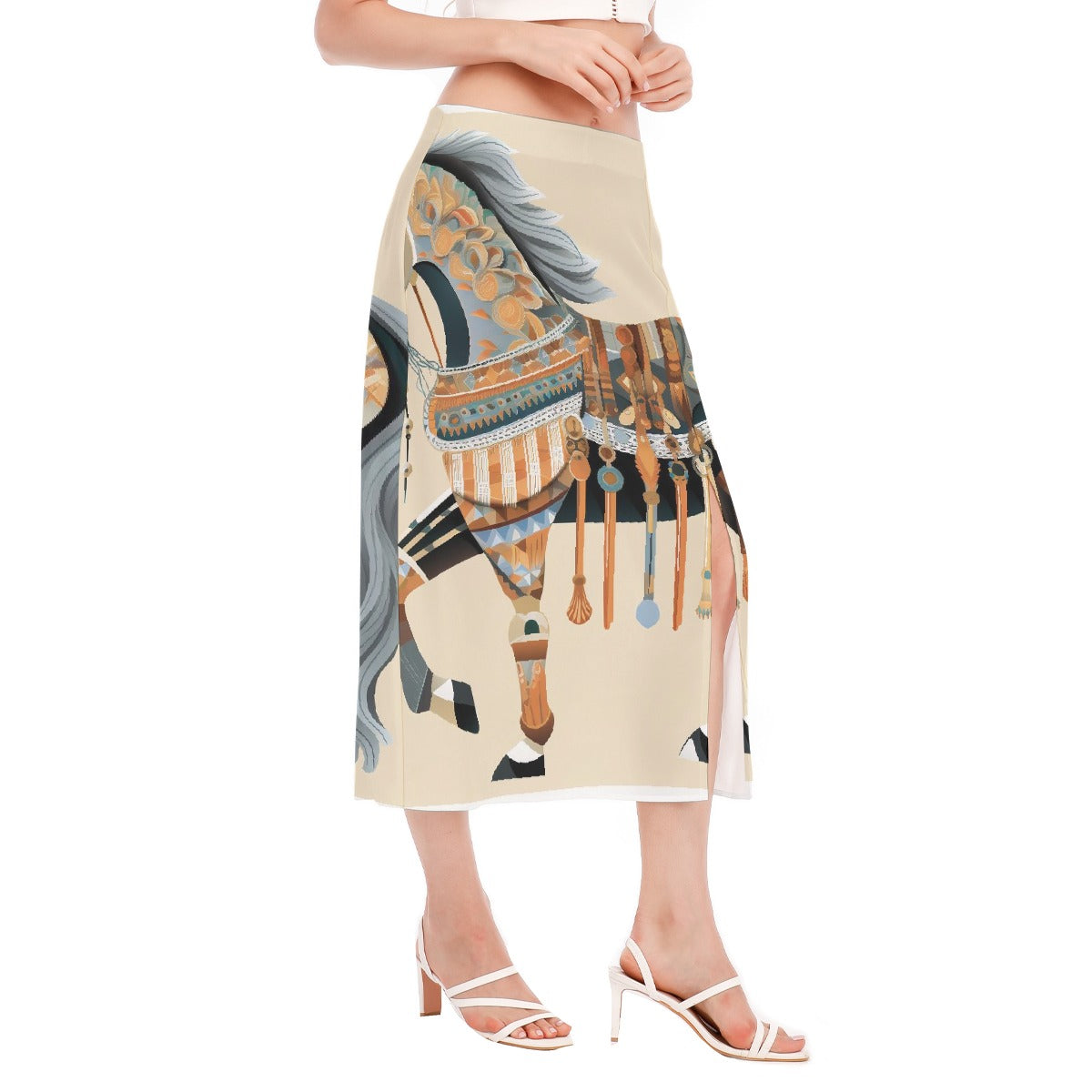 All-Over Print Women's High Slit Long Skirt