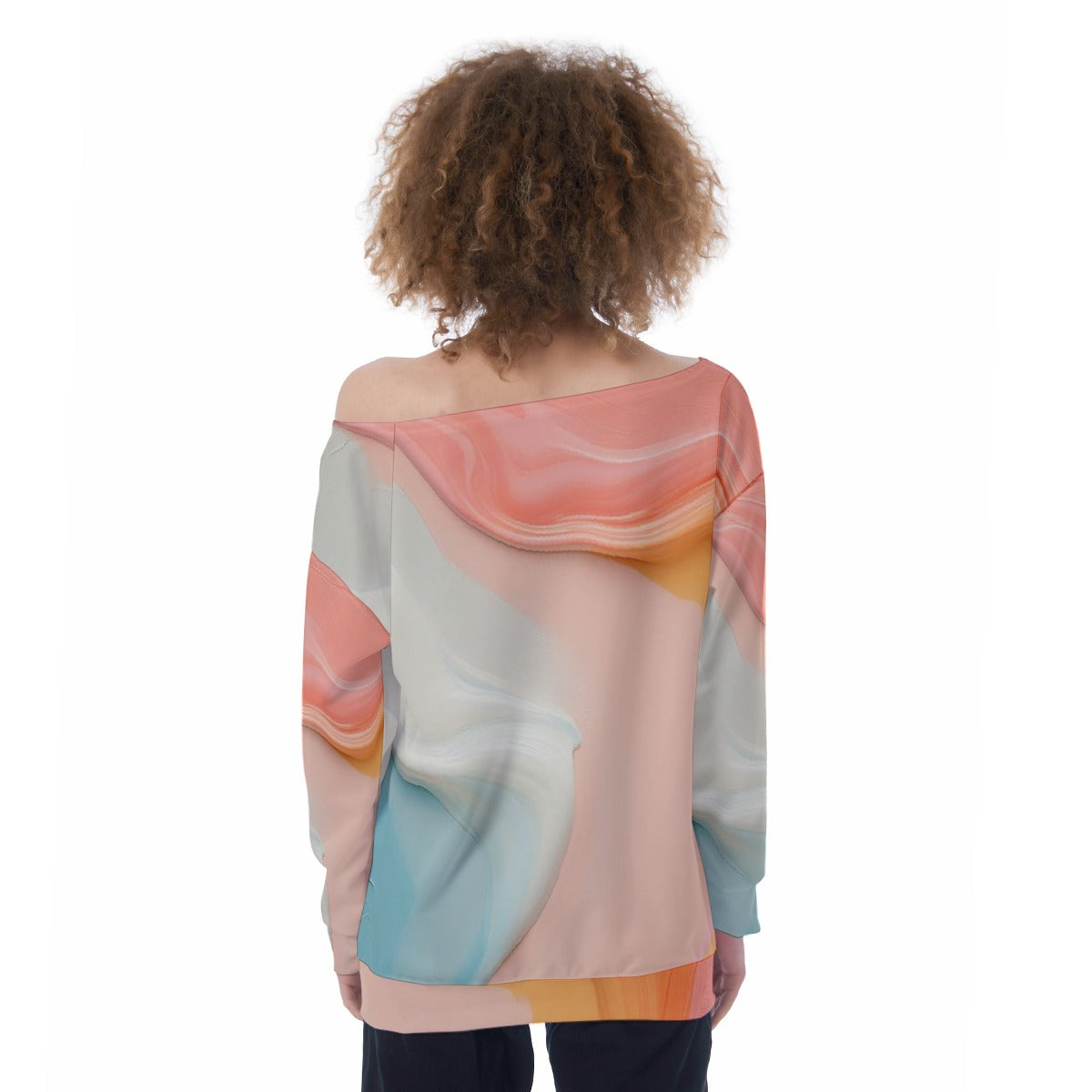 All-Over Print Oversized Women's Off-Shoulder Sweatshirt