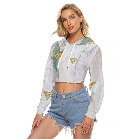 All-Over Print Women's Crop Top Hoodie|Velvet