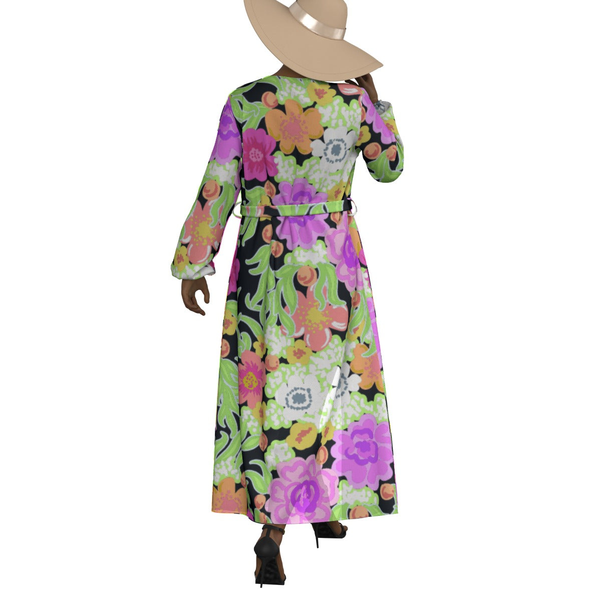 All-Over Print Women's Lace-up Chiffon Robe