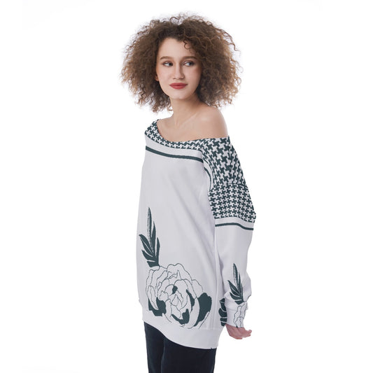 All-Over Print Oversized Women's Off-Shoulder Sweatshirt
