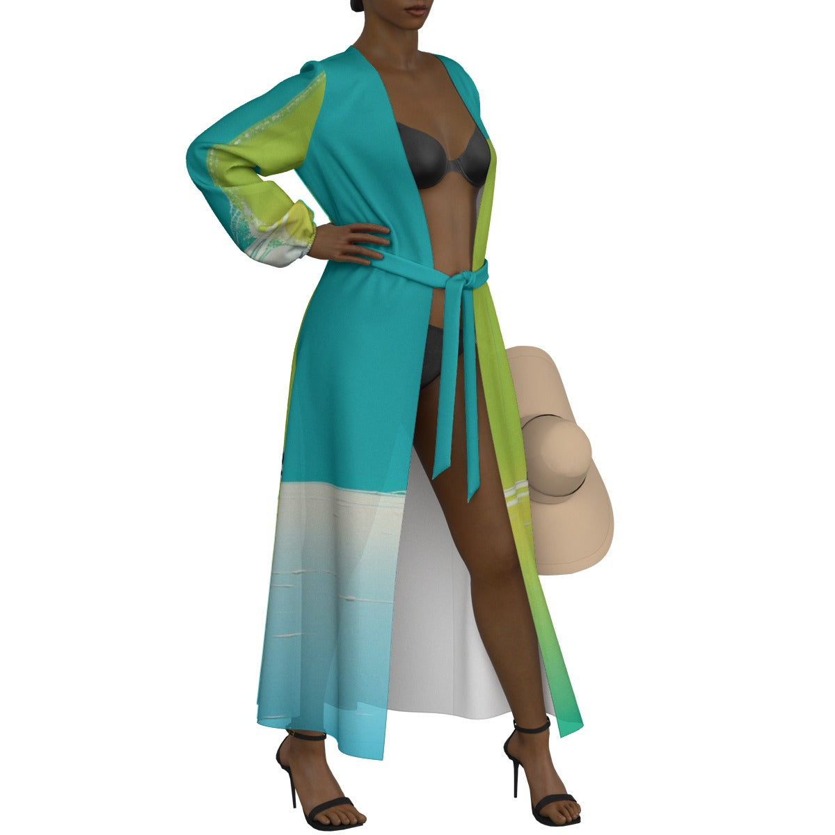 All-Over Print Women's Lace-up Chiffon Robe