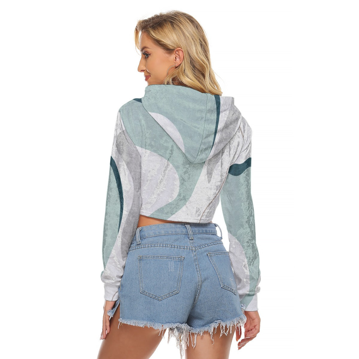 All-Over Print Women's Crop Top Hoodie|Velvet