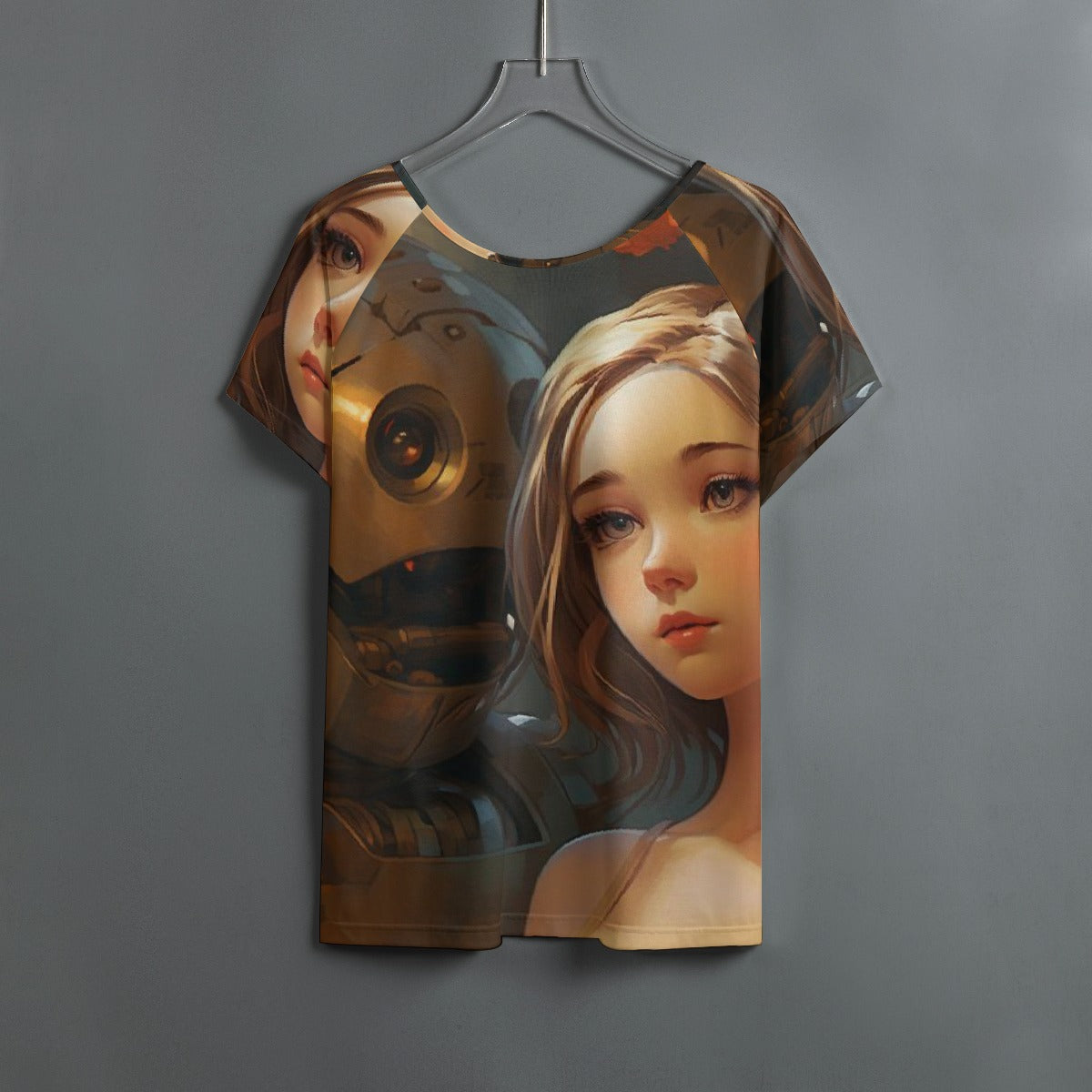 All-Over Print Women's Round Neck T-shirt With Raglan Sleeve